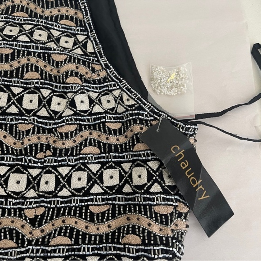 Chaudry Full Sequin Silk Top Art Deco Cocktail Glam Special Occasion Sz M NEW - Picture 11 of 11